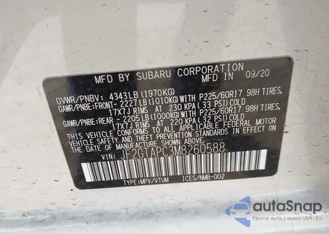 2021 Subaru Crosstrek Premium из США, поврежденный, VIN JF2GTAPC3M8260588